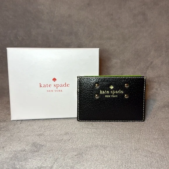 ♠️KATE SPADE♠️Black Wellesley Leather Card Holder with Gift Box/NWT - Picture 4 of 12